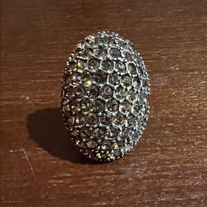 LOFT Silver and Black Crystal Ring